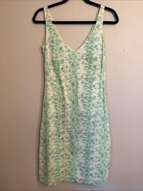 French Connection Green and Cream Floral Mini Dress